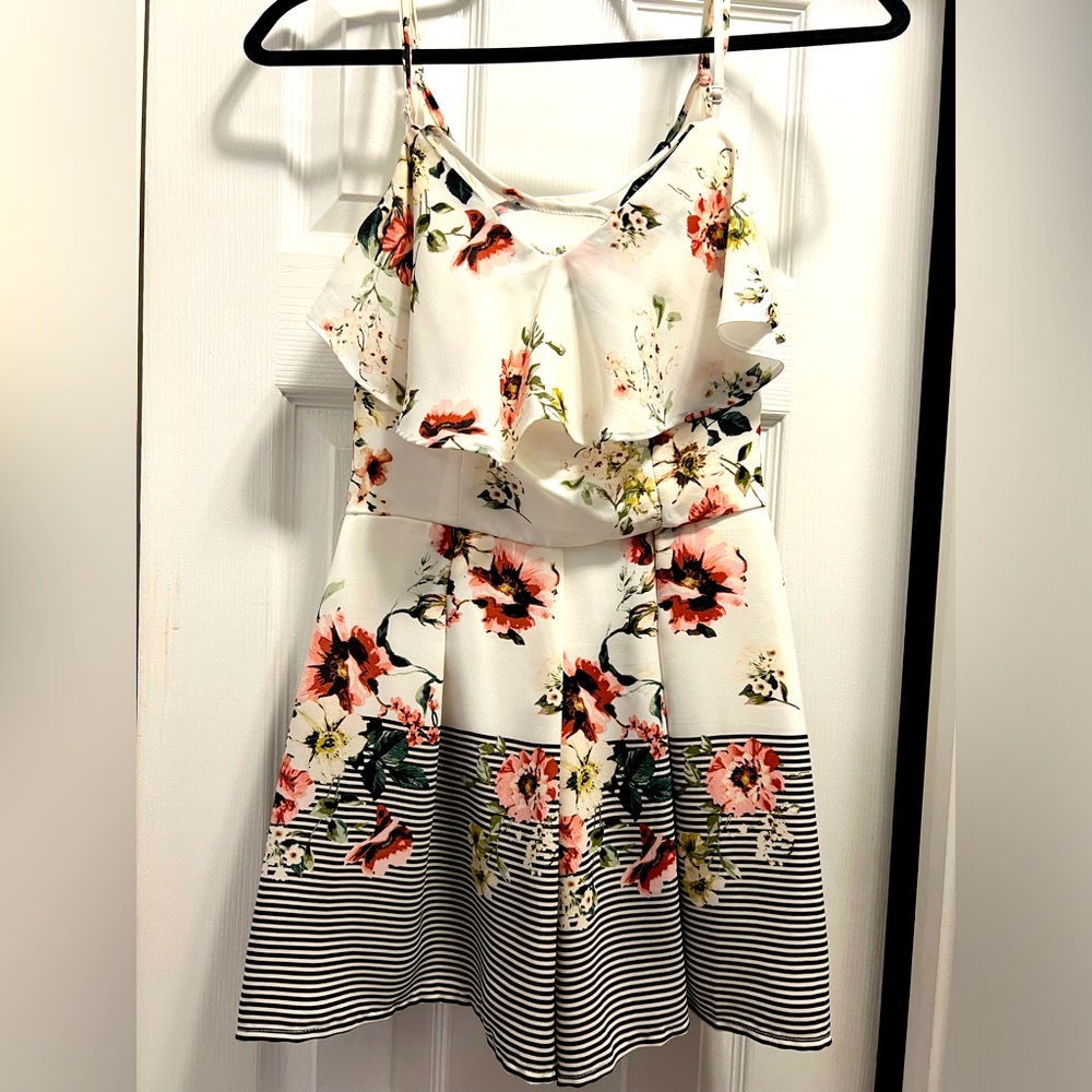Beautiful Floral and Striped Romper